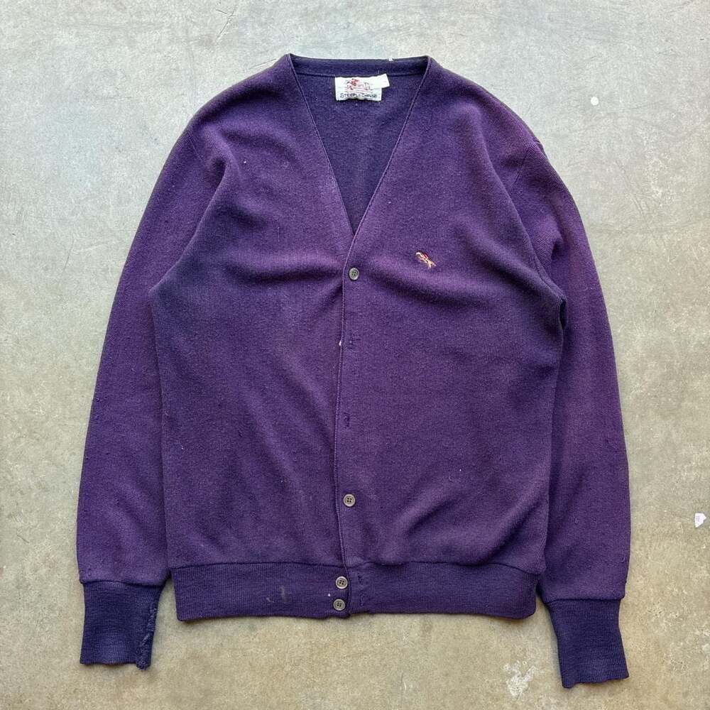 Vintage Steeple Chase Cardigan Sweater Purple XL